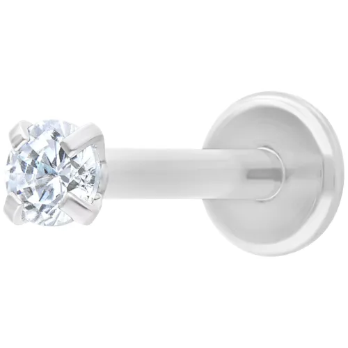 Round Crystal Internally Labret Stud