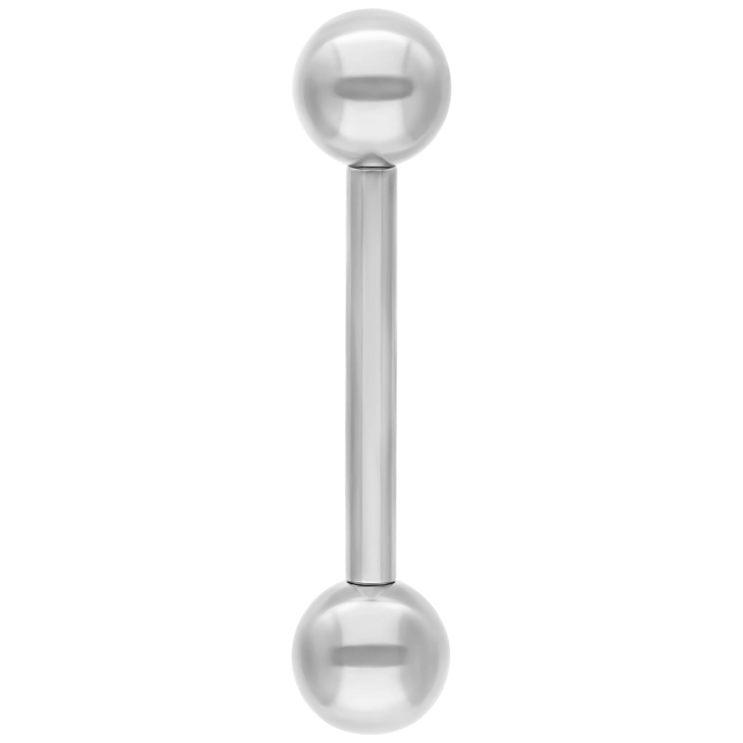 Silberner Titan Barbell mit Innengewinde auf weißem Hintergrund