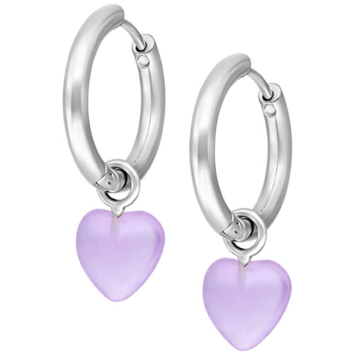 Little Heart Hoop White Earrings<!--6357dd95bdfa9-->