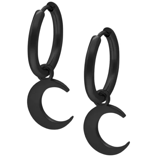 Little Moonchild Hoop Earrings - Black Metal