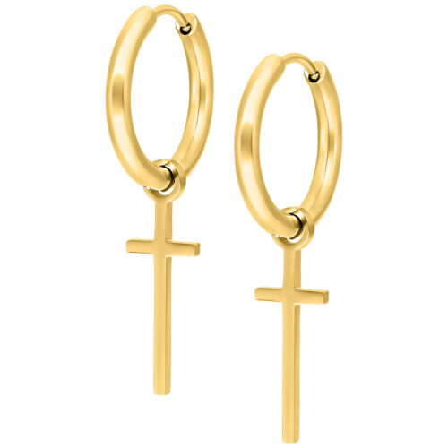 Little Cross Hoops - Golden Metal