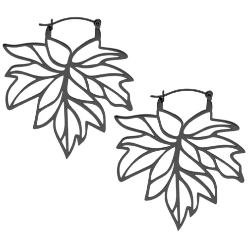 Autumn Leaf Hoops - Black Metal