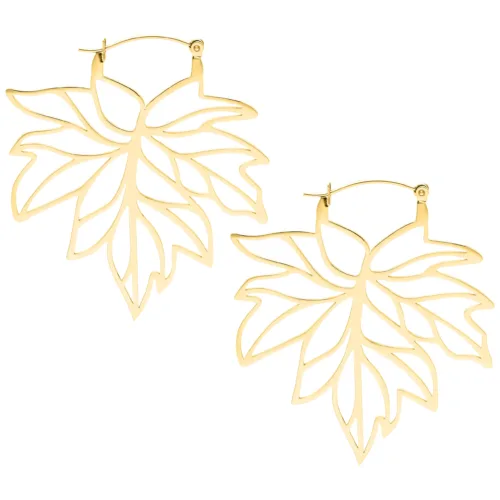 Autumn Leaf Hoops - Golden Metal
