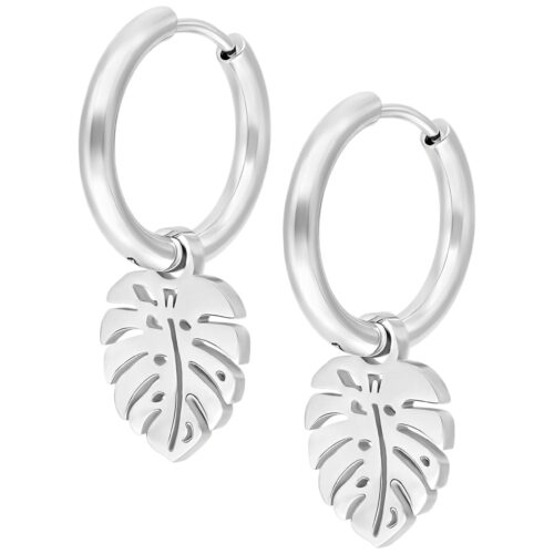 Little Monstera Leaf Hoop Earrings<!--6357dd9b04c11-->