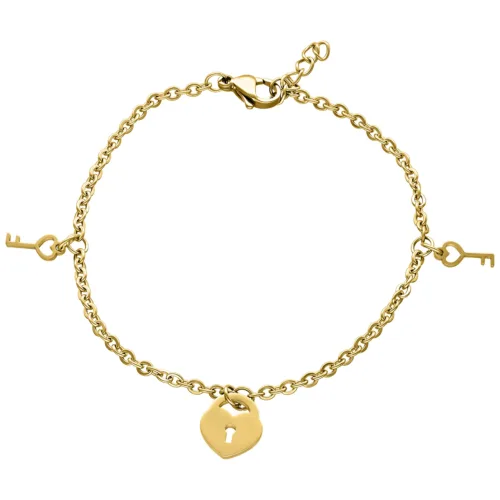 Little Key Lock Armband - Golden Metal