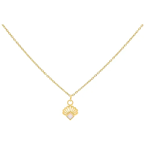 Synthetic Opal Fan Kette - Golden Metal
