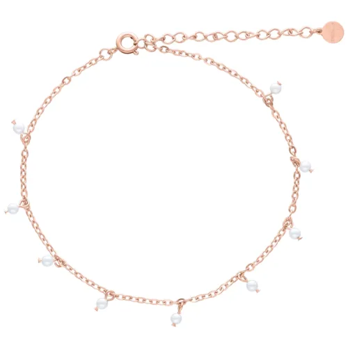 Little Synthetic Pearl Fußkettchen - Rosegold