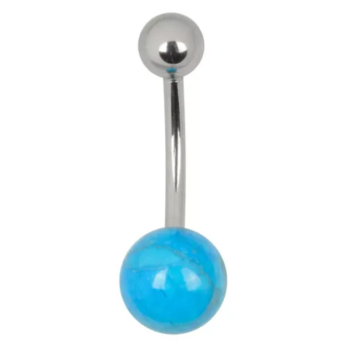 Light blue Semi Precious Stone Surgical Steel Belly Bar - Soul<!--6357d81d9642a-->