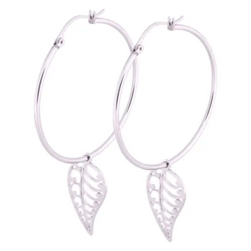 Ear Hoop with Leaf Pendant
