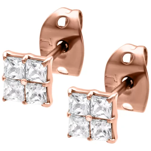 Crystal Square Earstuds - Rosegold