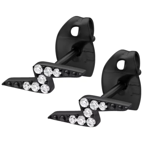 Crystal Lightning Earstuds - Black Metal