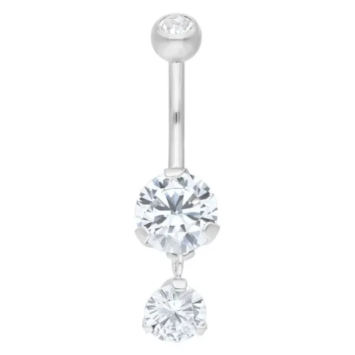 Jewelled Double Diamond Belly Bar<!--6357d8b4c9a2c-->