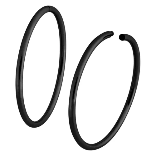 Silver Hoops for Stretched Ears - Black Metal