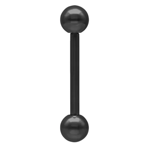 Schwarze Titan Barbell mit zwei Kugeln auf weißem Hintergrund