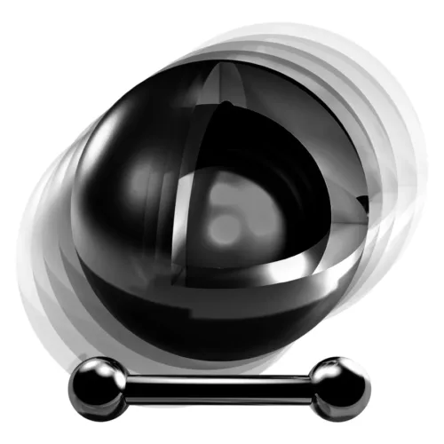 Schwarzes Titan-Piercing mit glänzendem Finish auf weißem Hintergrund