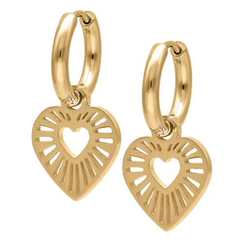 Radiant Heart Huggie Hoops - Golden Metal