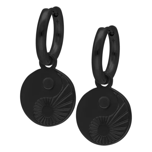 Little Yin Yang Hoops - Black Metal