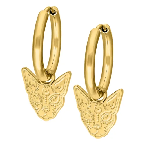 Little Sphynx Hoops - Golden Metal