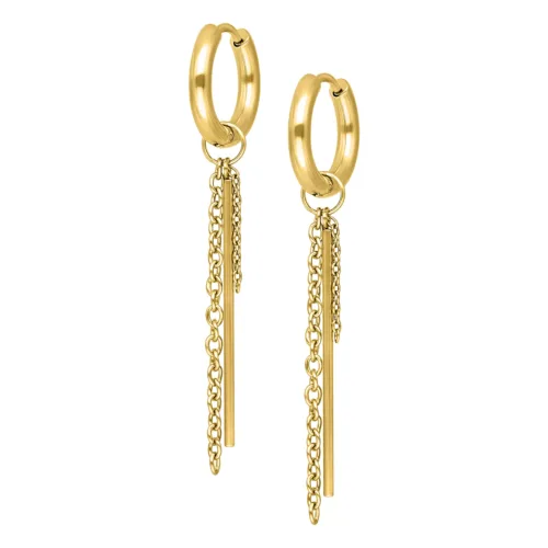 Little Bar Chain Hoops - Golden Metal