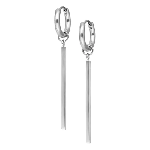 Little Bar Hoops - Silvercoloured Metal