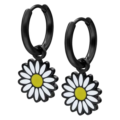 Little Daisy Hoops - Black Metal