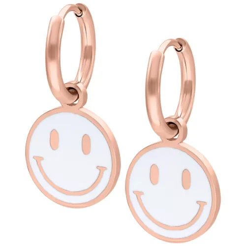 Little White Smiley Hoops - Rosegold