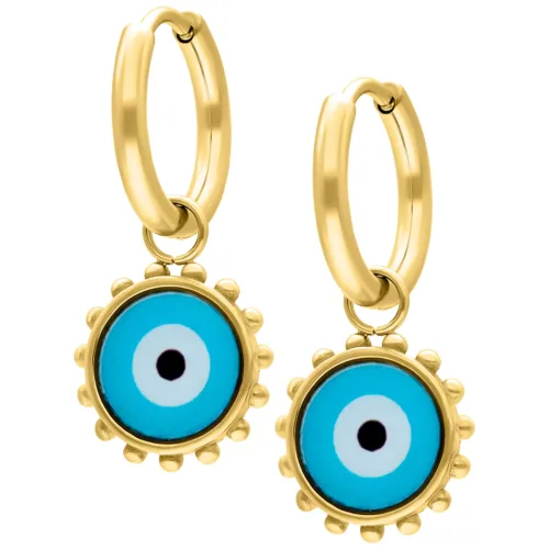 Little Nazar Eye Hoops - Golden Metal