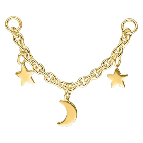 Moon & Stars Piercing Connector Chain <!--63bc0767a6cdd--> - Golden Metal