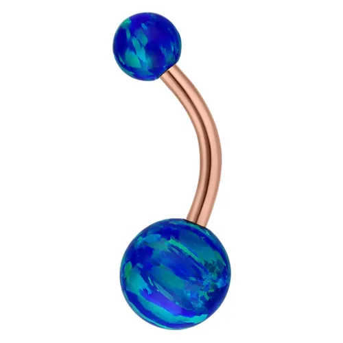 Rose Gold Titanium Double Opal Belly Bar<!--63ac66c442fc9-->