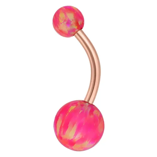Rose Gold Titanium Double Opal Belly Bar<!--63ac66c442fc9-->