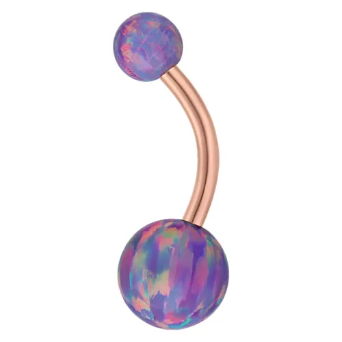 Rose Gold Titanium Double Opal Belly Bar<!--63ac66c442fc9-->