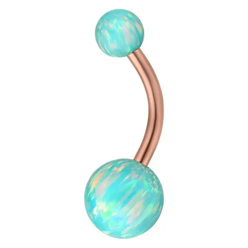 Rose Gold Titanium Double Opal Belly Bar<!--63ac66c442fc9-->