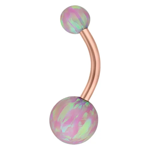 Rose Gold Titanium Double Opal Belly Bar<!--63ac66c442fc9-->