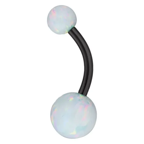 Black Titanium Double Opal Belly Bar<!--63ac66e7ca1f9-->