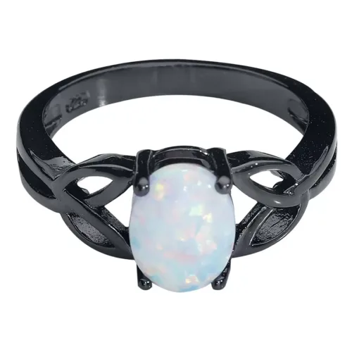 Black Steel Opal Moonstone Ring