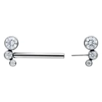 Silberne Amalia Barbell 16 mm mit klaren Kristallen auf weißem Hintergrund