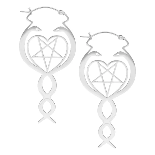 Snake Pentagram Hoop Earrings