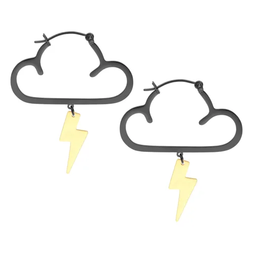 Lightening Bolt Cloud Dangle Hoop Earrings