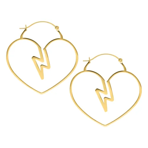 Heartbreaker Stainless Steel Hoop Earrings - Golden Metal