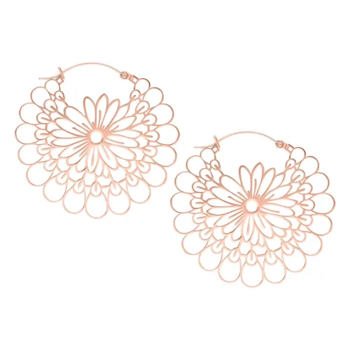 Daisy Hoop Earrings - Rosegold