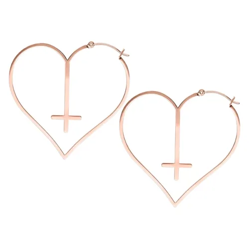 Cross Heart Hoops - Rosegold