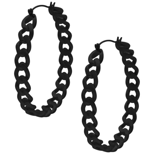 Curbchain Hoops - Black Metal