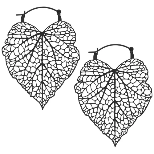 Lovely Leaf Hoops - Black Metal