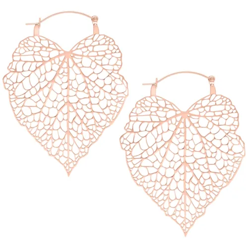Lovely Leaf Hoops - Rosegold