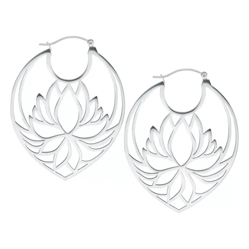 Silver Lotus Flower Earrings