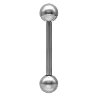 Silber Titan Barbell Piercing 1,2 mm Silbernes Titan Barbell Piercing mit Außengewinde auf weißem Hintergrund