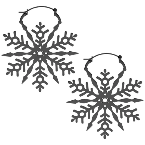 Snowflake Hoops - Black Metal
