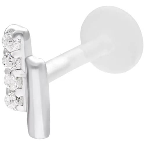 Crystal Double Bar Push Fit Labret