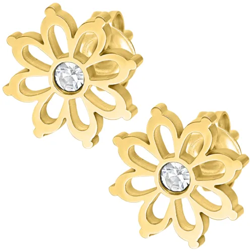 Flower Earstuds Pair - Golden Metal