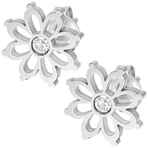 Flower Earstuds Pair - Silvercoloured Metal